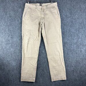 J Crew Pants Men 33 The Sutton Tan Cotton Flat Front Pockets Straight Leg